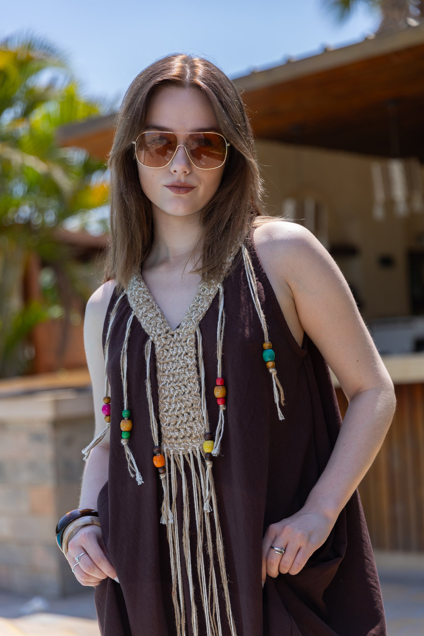 Santorini Crochet Maxi Dress
