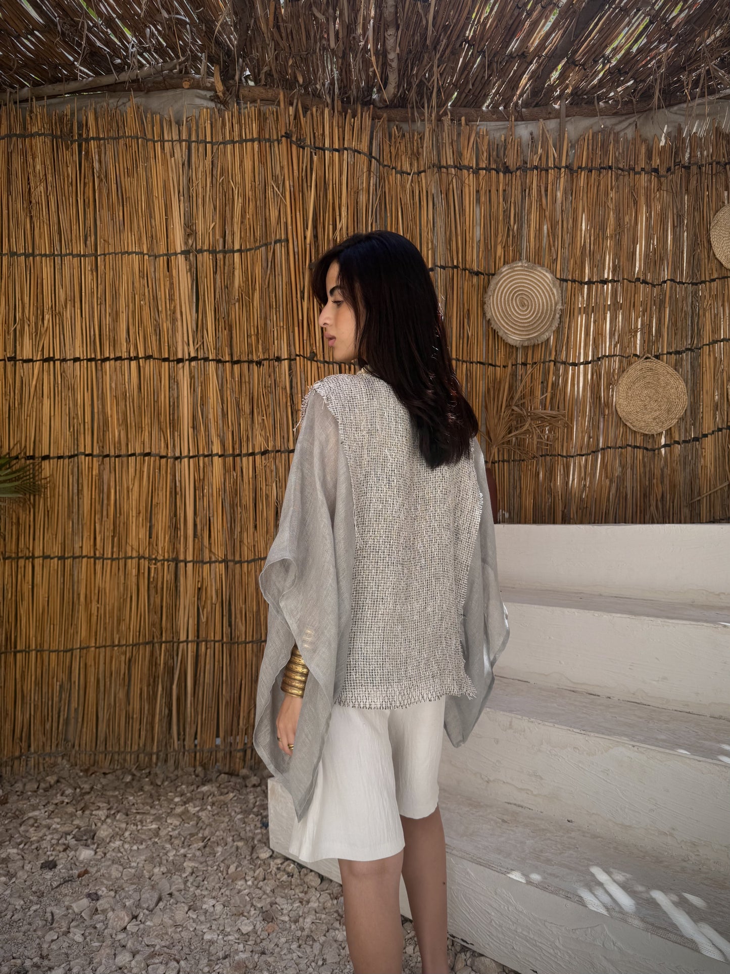 Studded Woven Panel Top