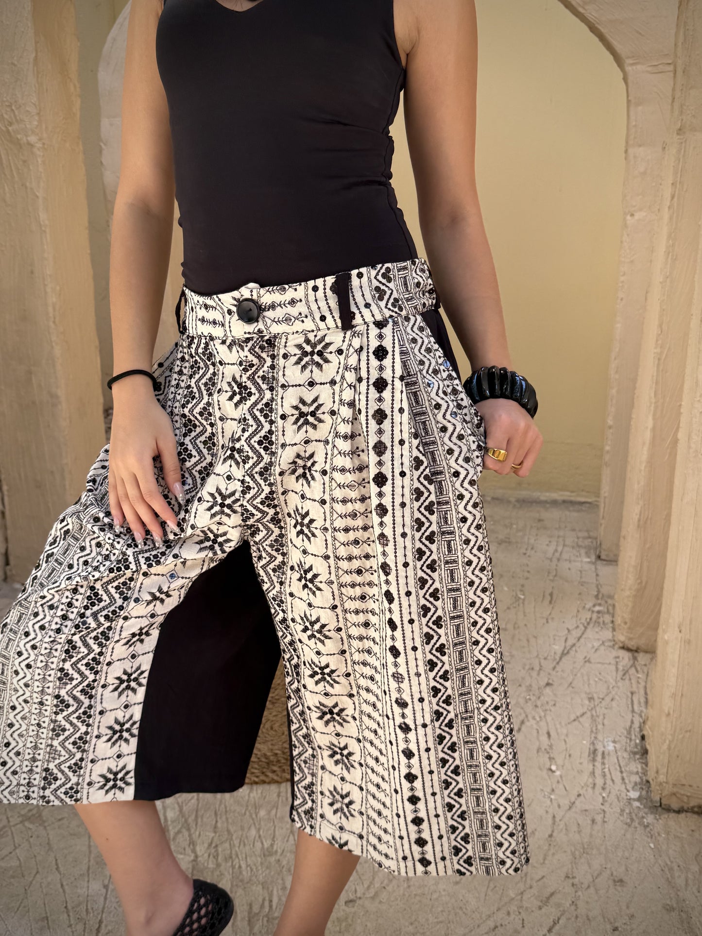 Two-Tone Print Culottes