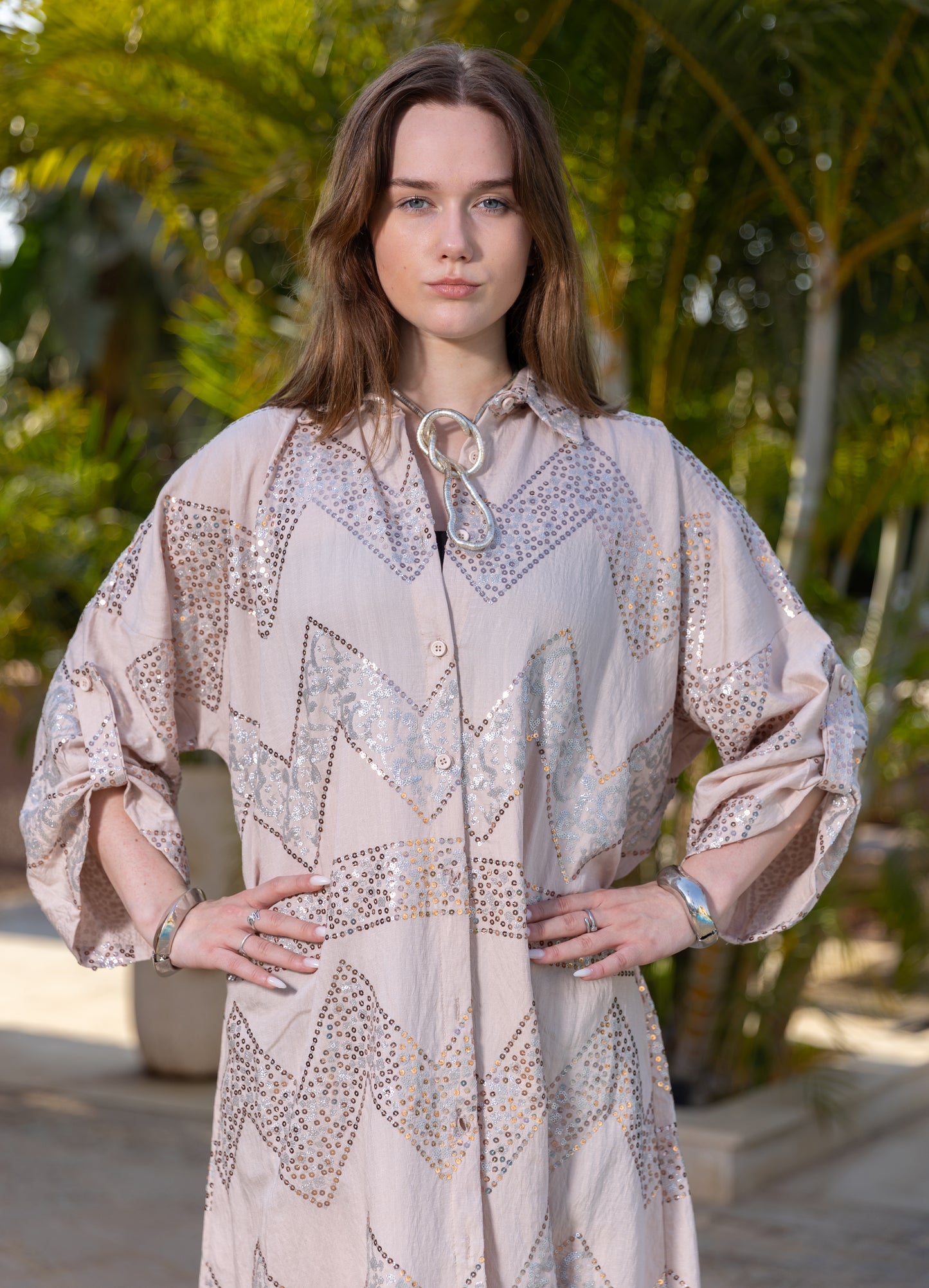 Luna Sequin Shirt Dress