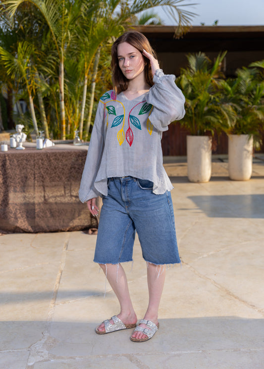 Azure Bloom Blouse