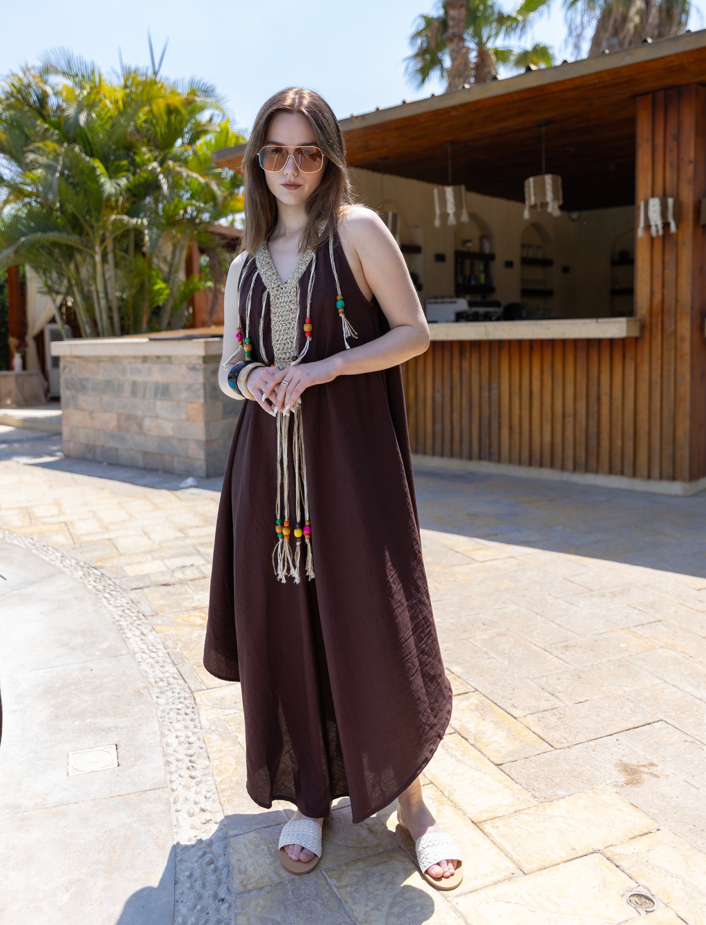 Santorini Crochet Maxi Dress