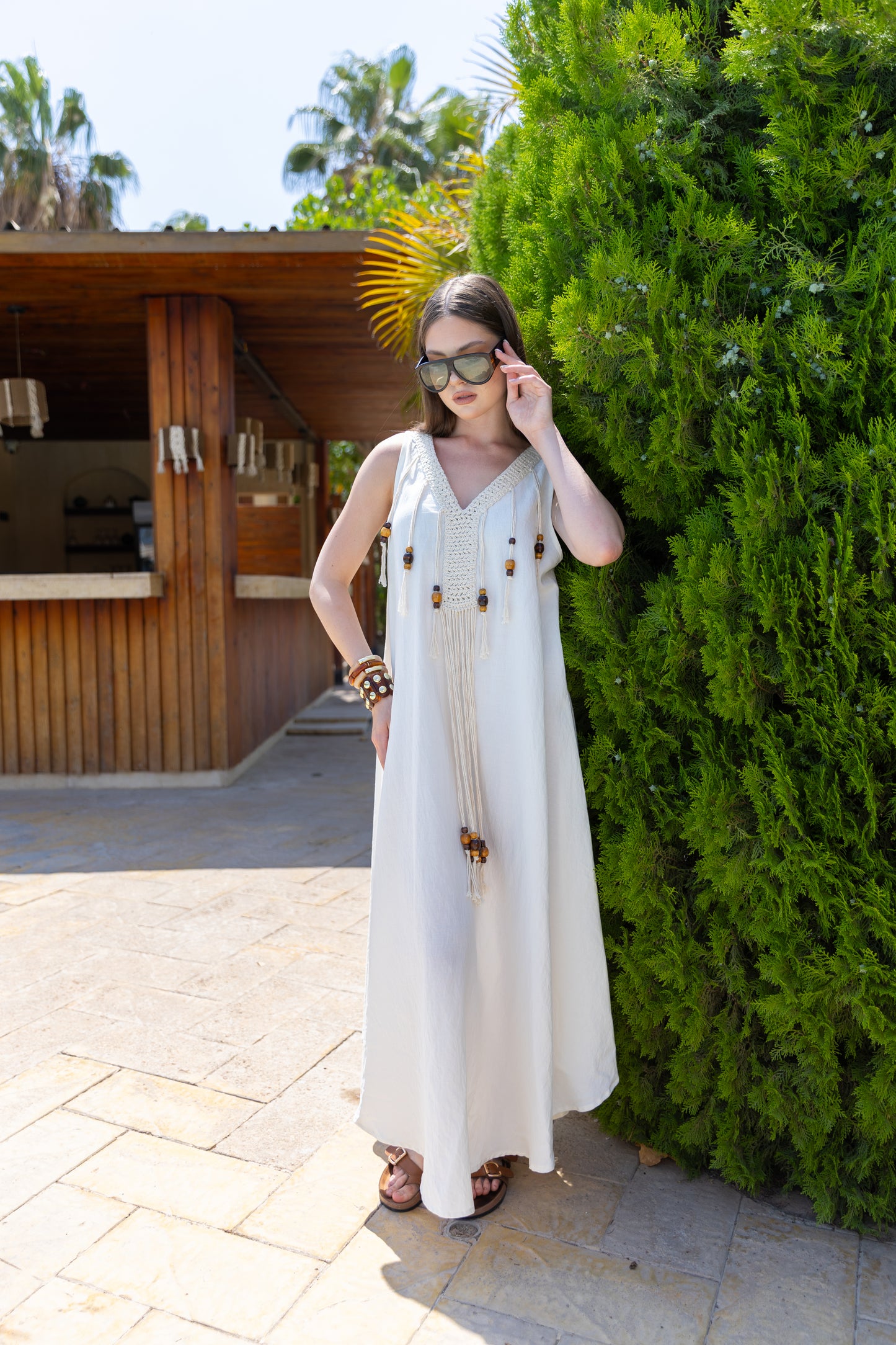 Santorini Crochet Maxi Dress