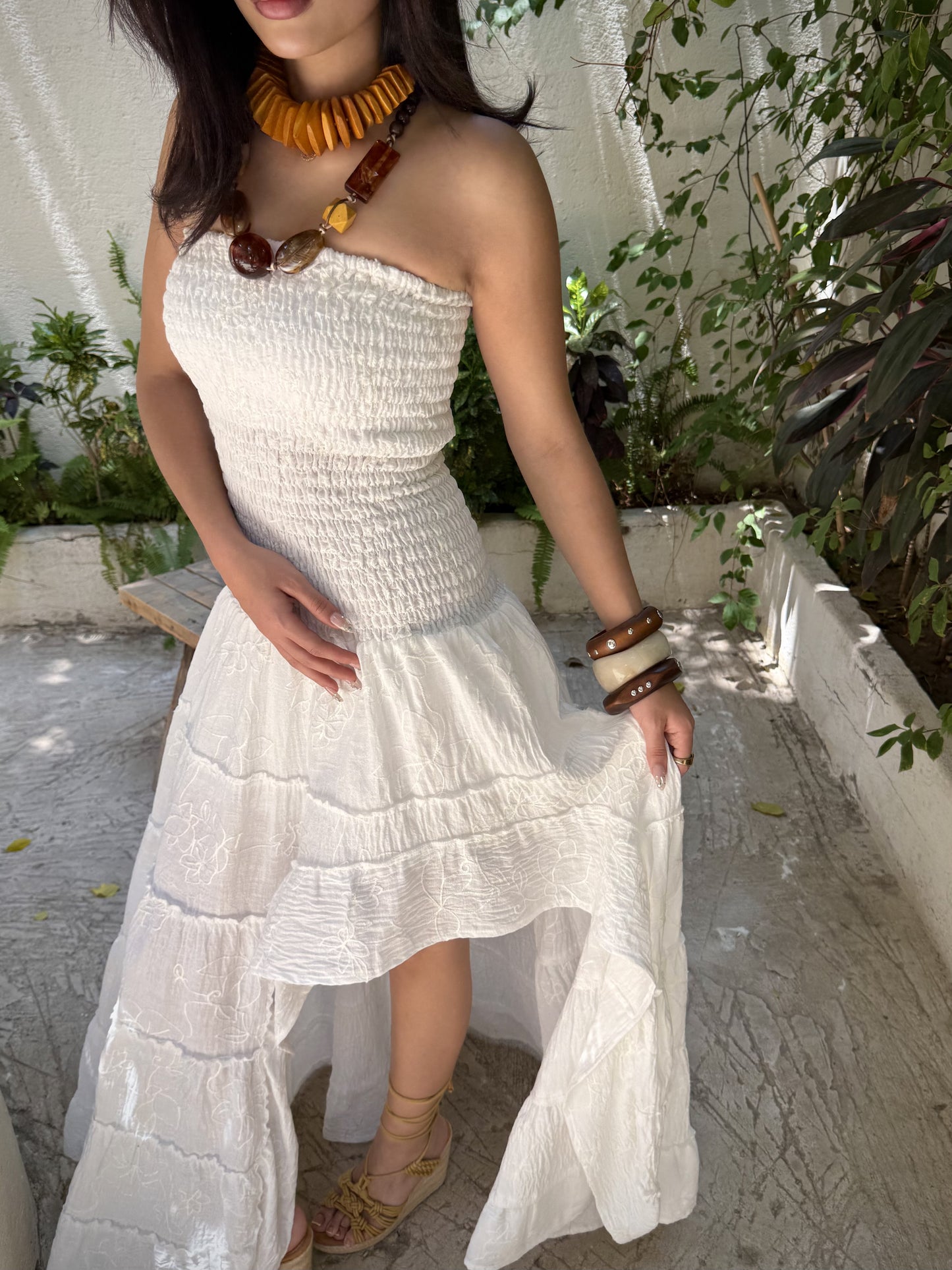 Ivory Bloom Tiered Dress