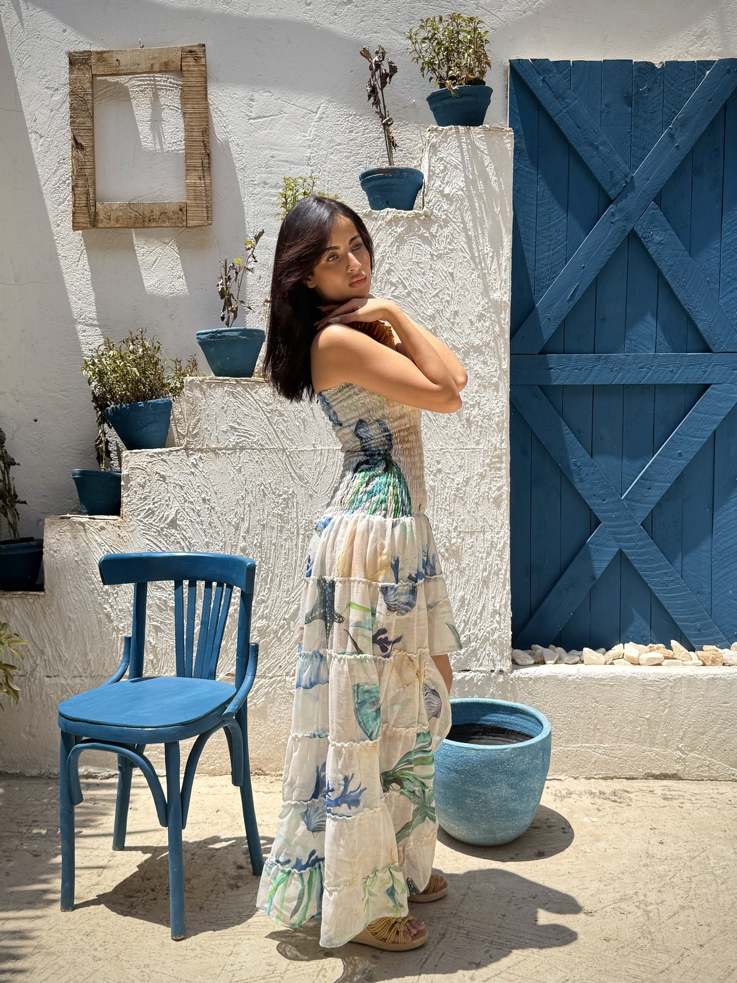 Coastal Bloom Tiered Maxi Dress