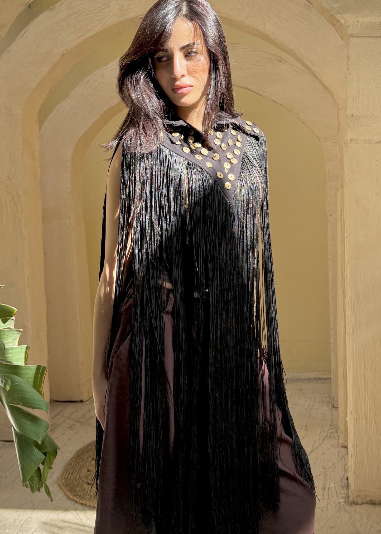 Golden Coin Fringe Vest