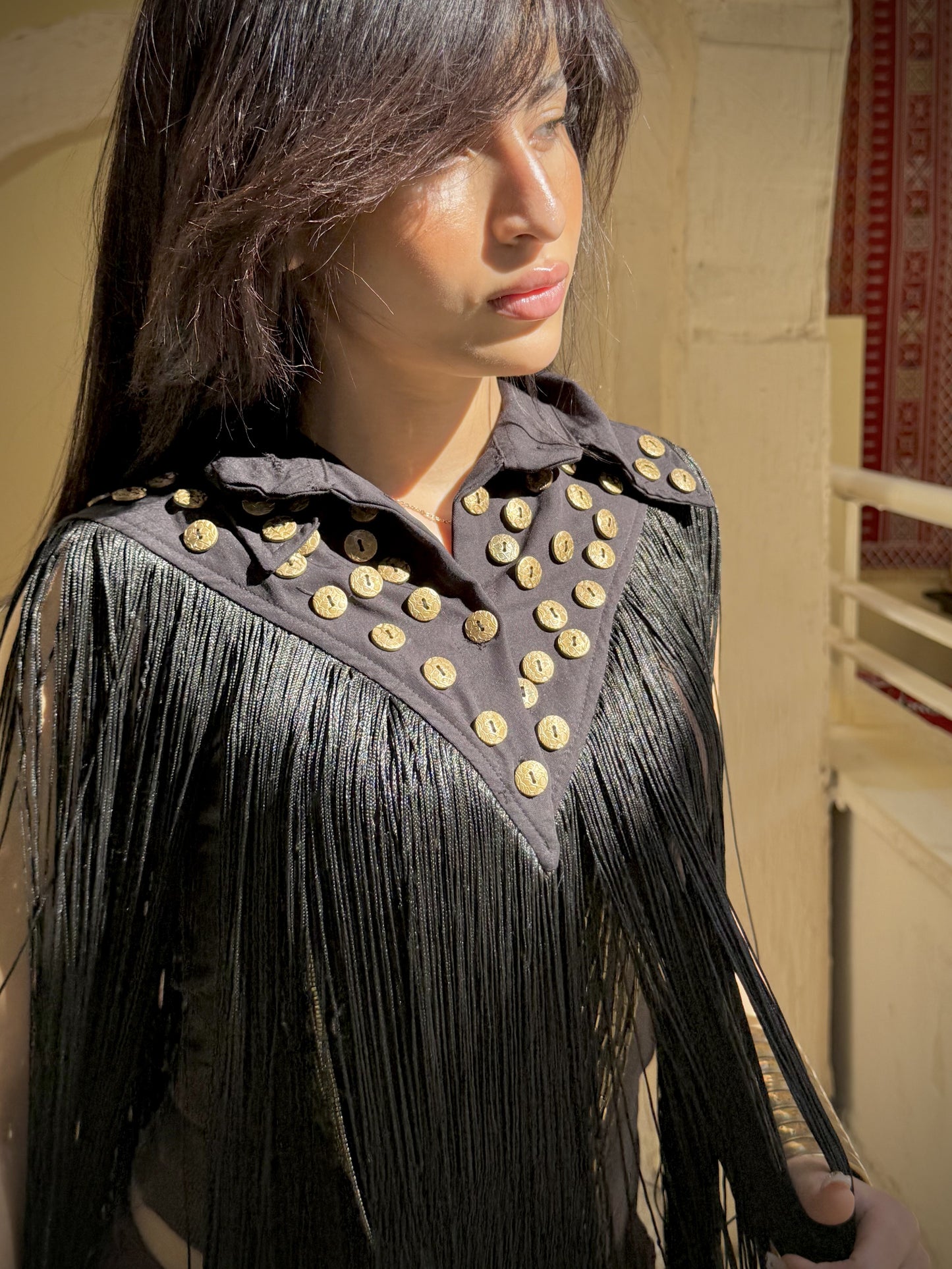 Golden Coin Fringe Vest