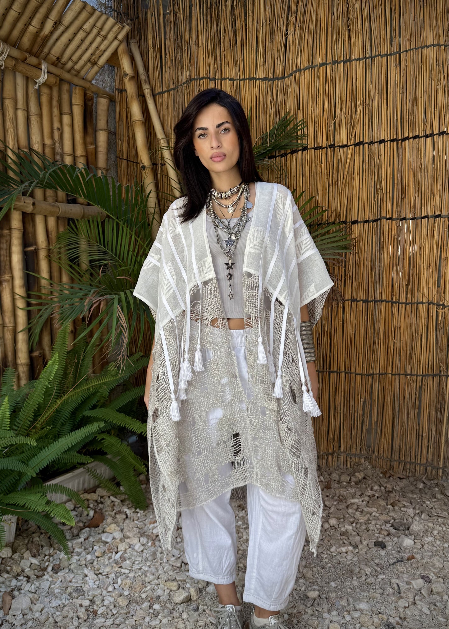 Ivory Tassel Fringe Kimono