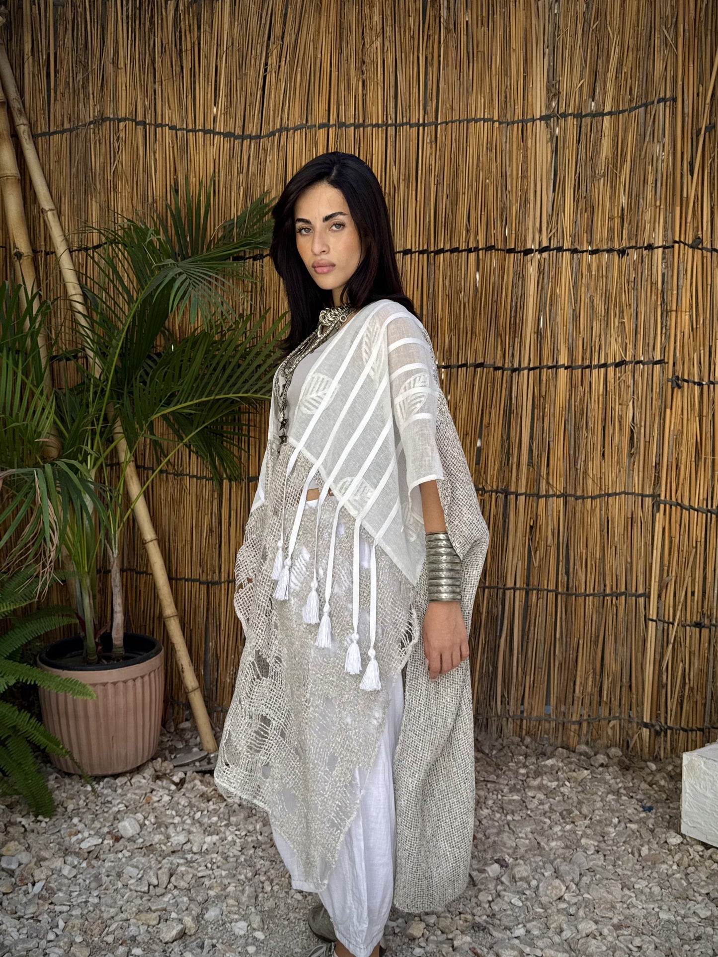 Ivory Tassel Fringe Kimono