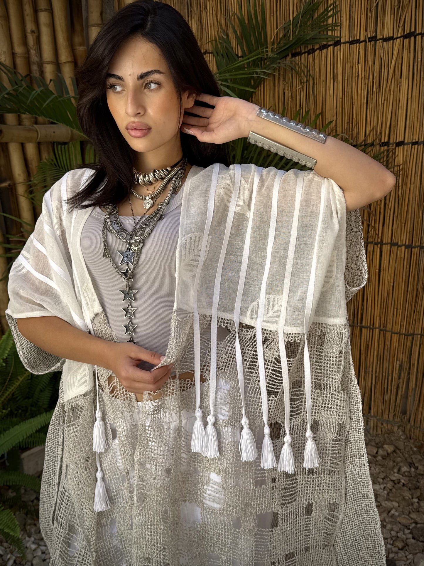 Ivory Tassel Fringe Kimono