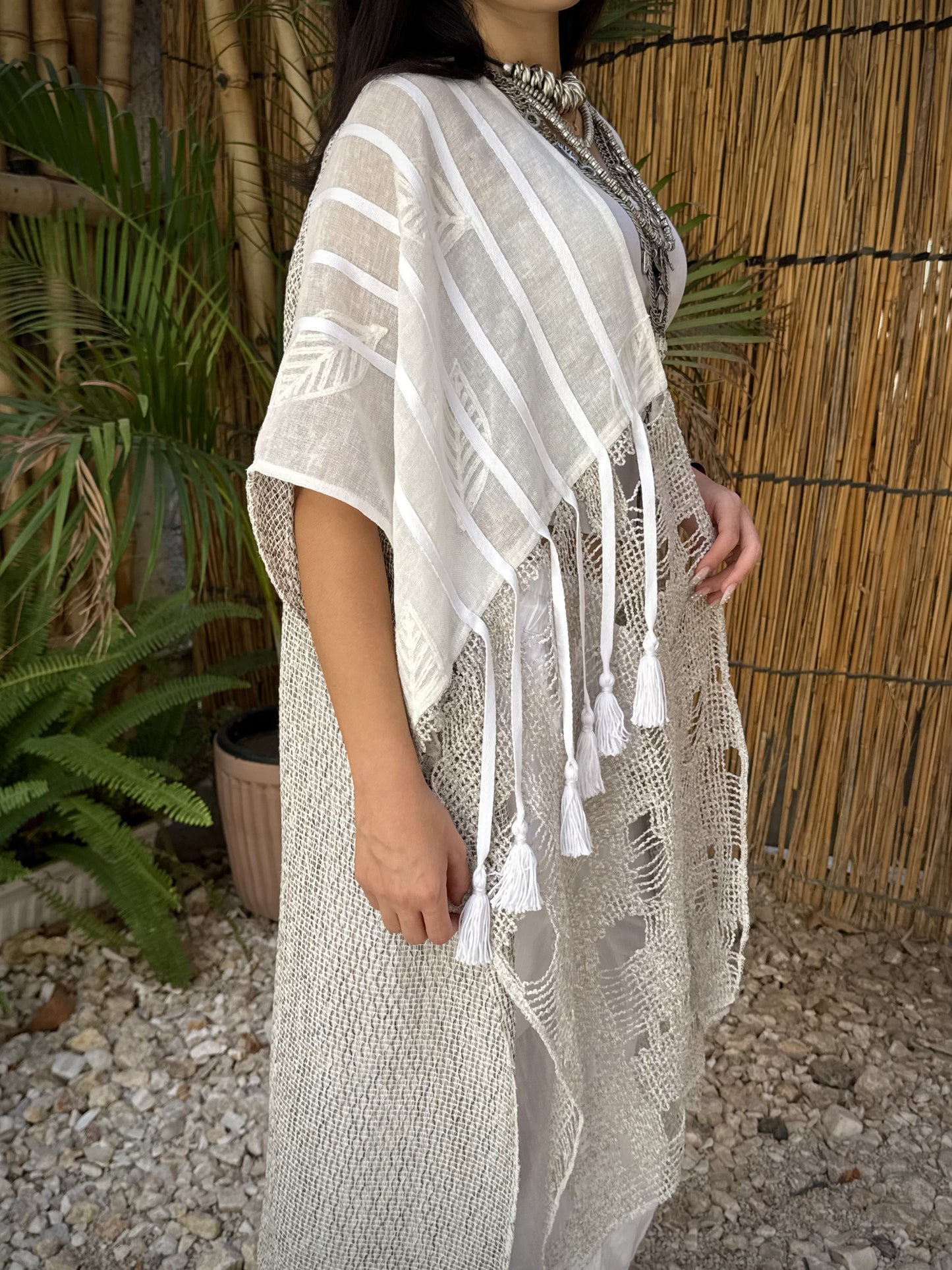 Ivory Tassel Fringe Kimono